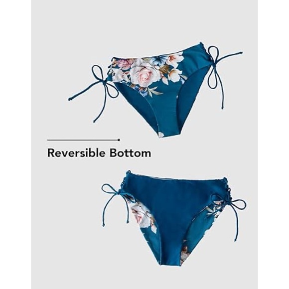 NWT Women's 2 Piece Bikini Set Back Braided Straps with Reversible Bottom SIZE M - Picture 4 of 17